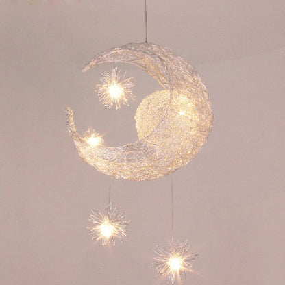 Aluminum Wire Star & Moon Chandelier