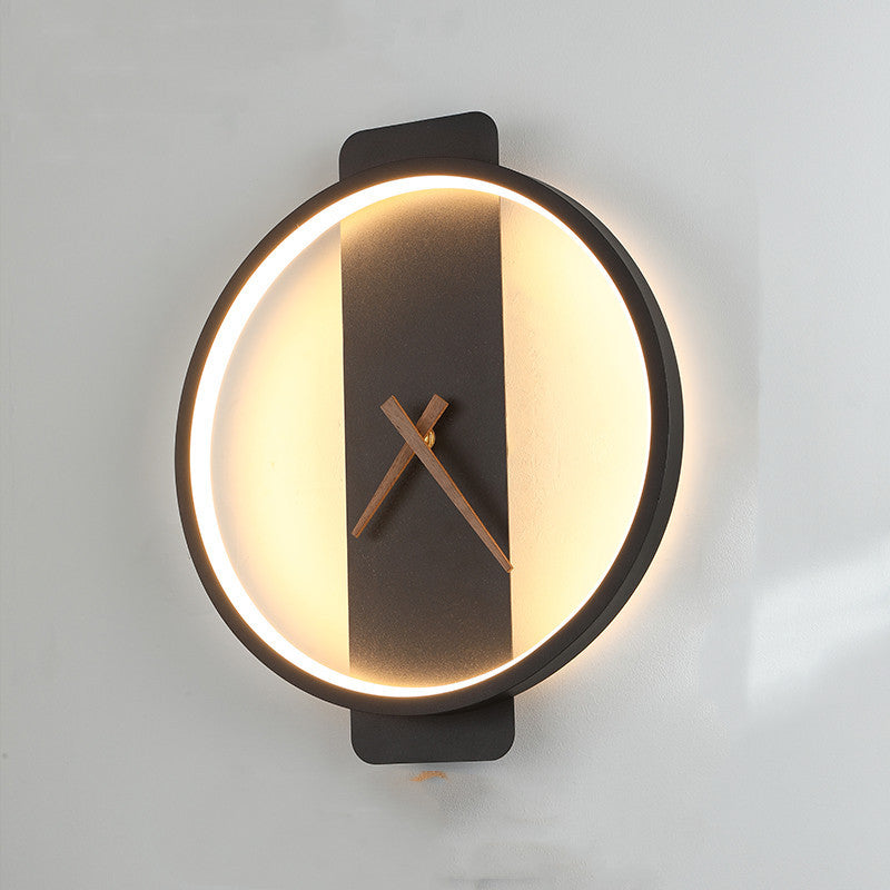 Nordic Bedside Wall Lamp with Clock Design