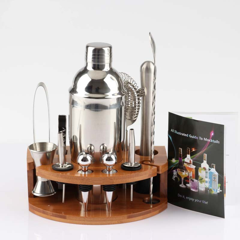 2pcs Bartender Cocktail Bamboo Base Set