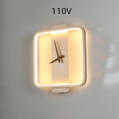 Nordic Bedside Wall Lamp with Clock Design