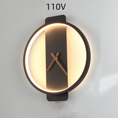 Nordic Bedside Wall Lamp with Clock Design